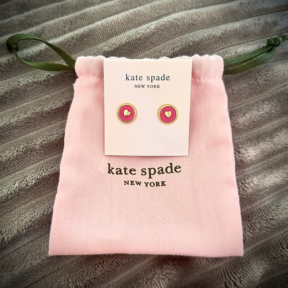 Kate Spade Pink Heart Stud ‘Heartful’ Earrings NWT